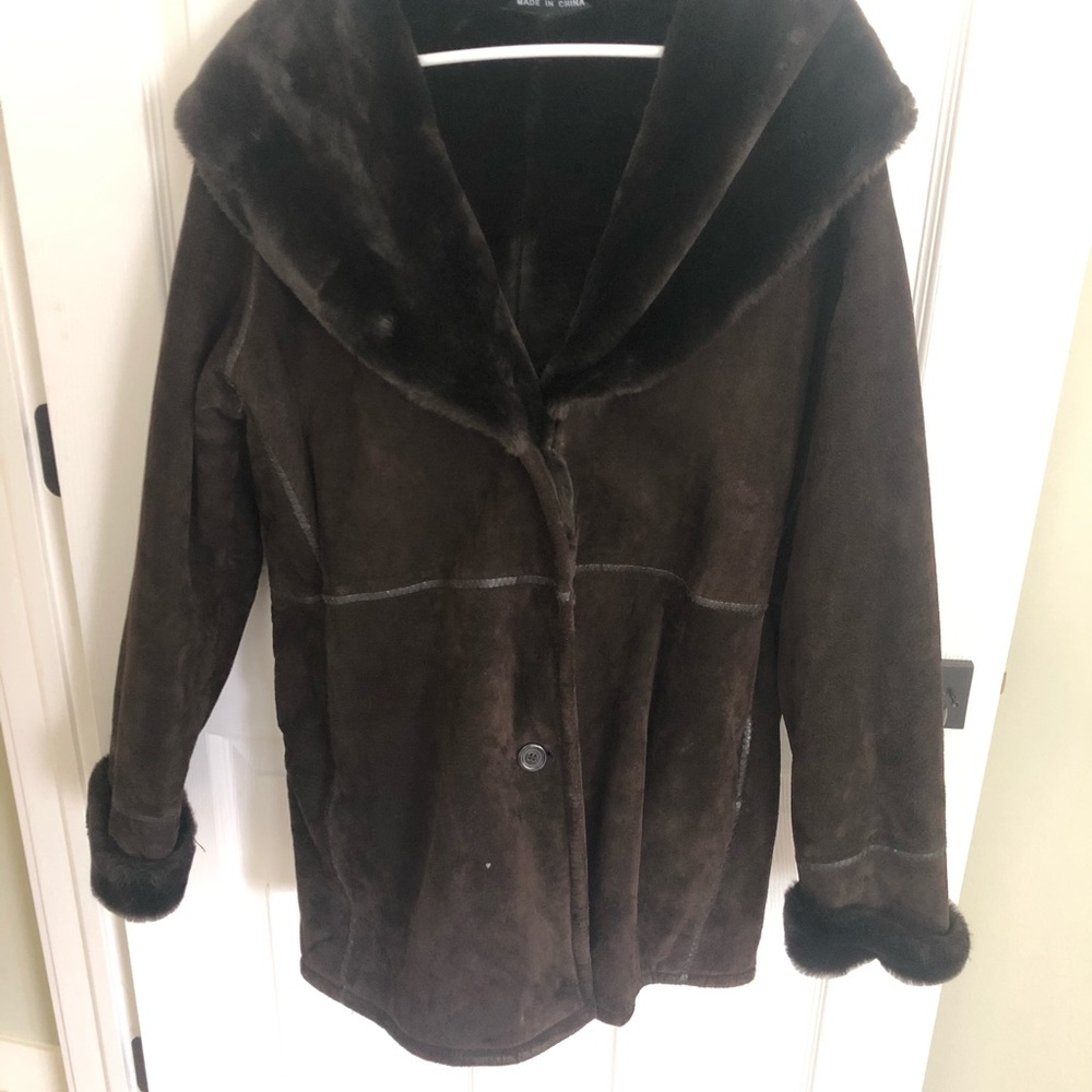 Faux fur with suede plush coat